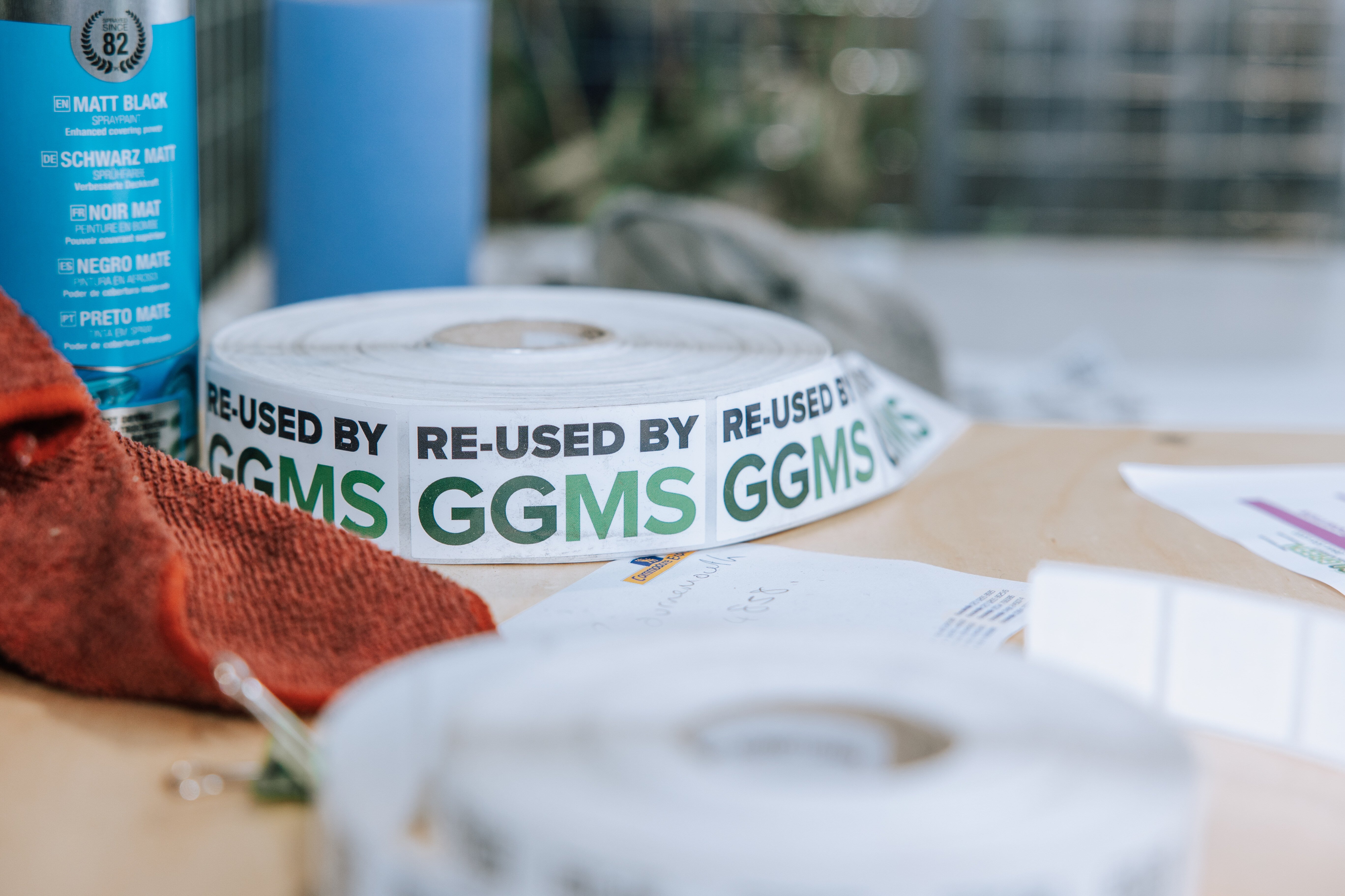 Photo of GGMS reuse stickers that can be used to label resources