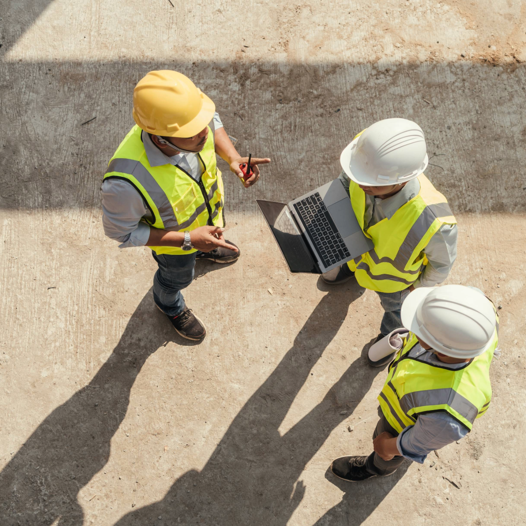 Construction waste management team on site